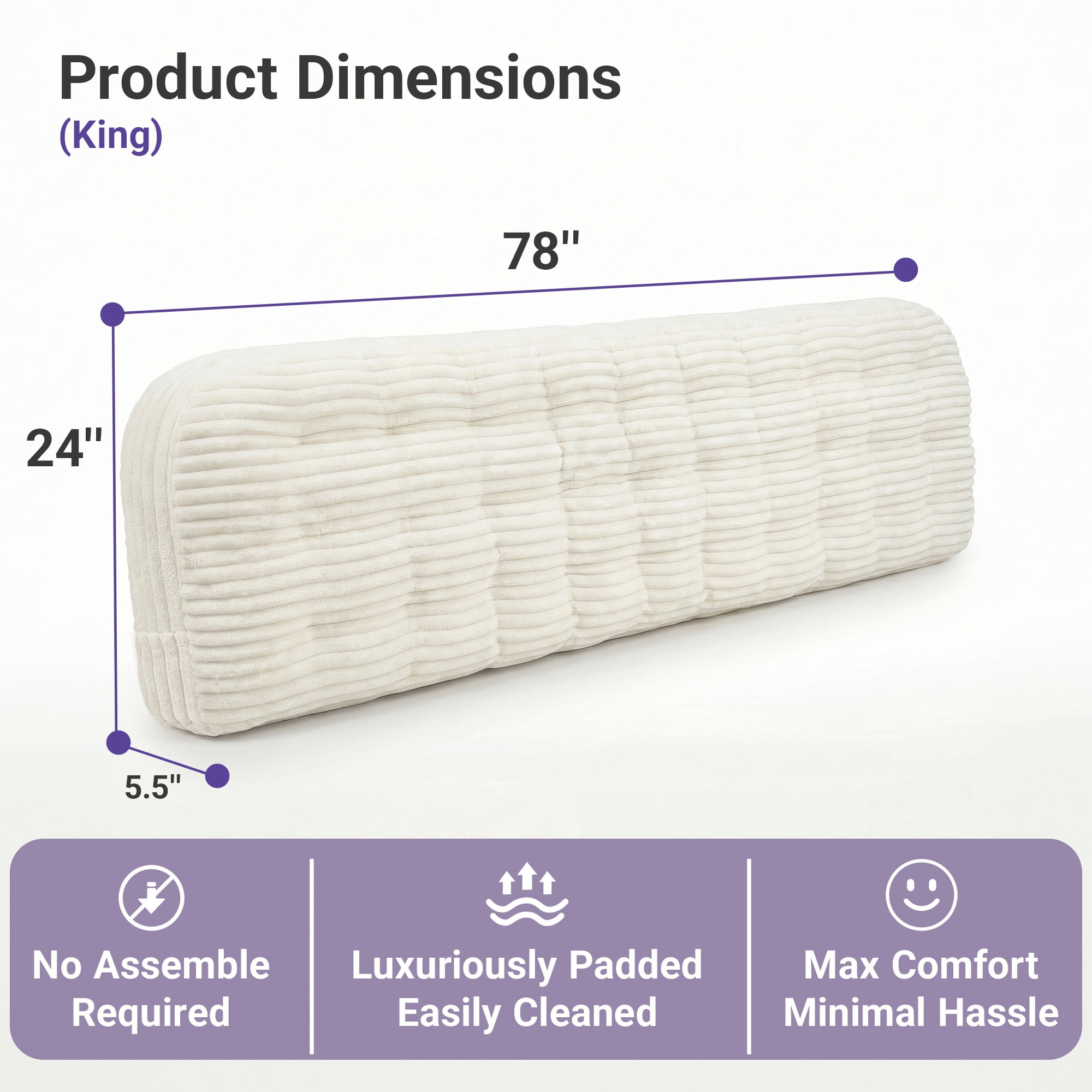 Home Modern Upholstered Headboard for King Size Beds,Stick on Headboard with Side Storage Bag, Headboard with King Size Memory Foam Head Board for Bedroom, Beige,Corduroy