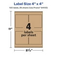 thumbnail image 6 of Avery Kraft Brown Square Labels, 4" x 4", 100 Labels, 6 of 9