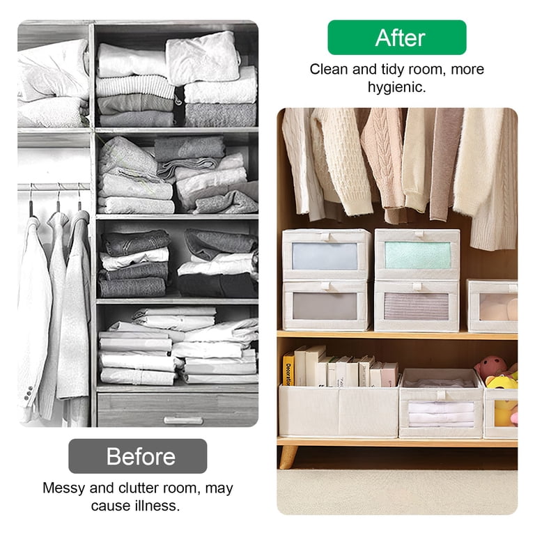 Linen Closet Organizers SUNAYOF 4-Pack Foldable Linen Storage Bins With ...