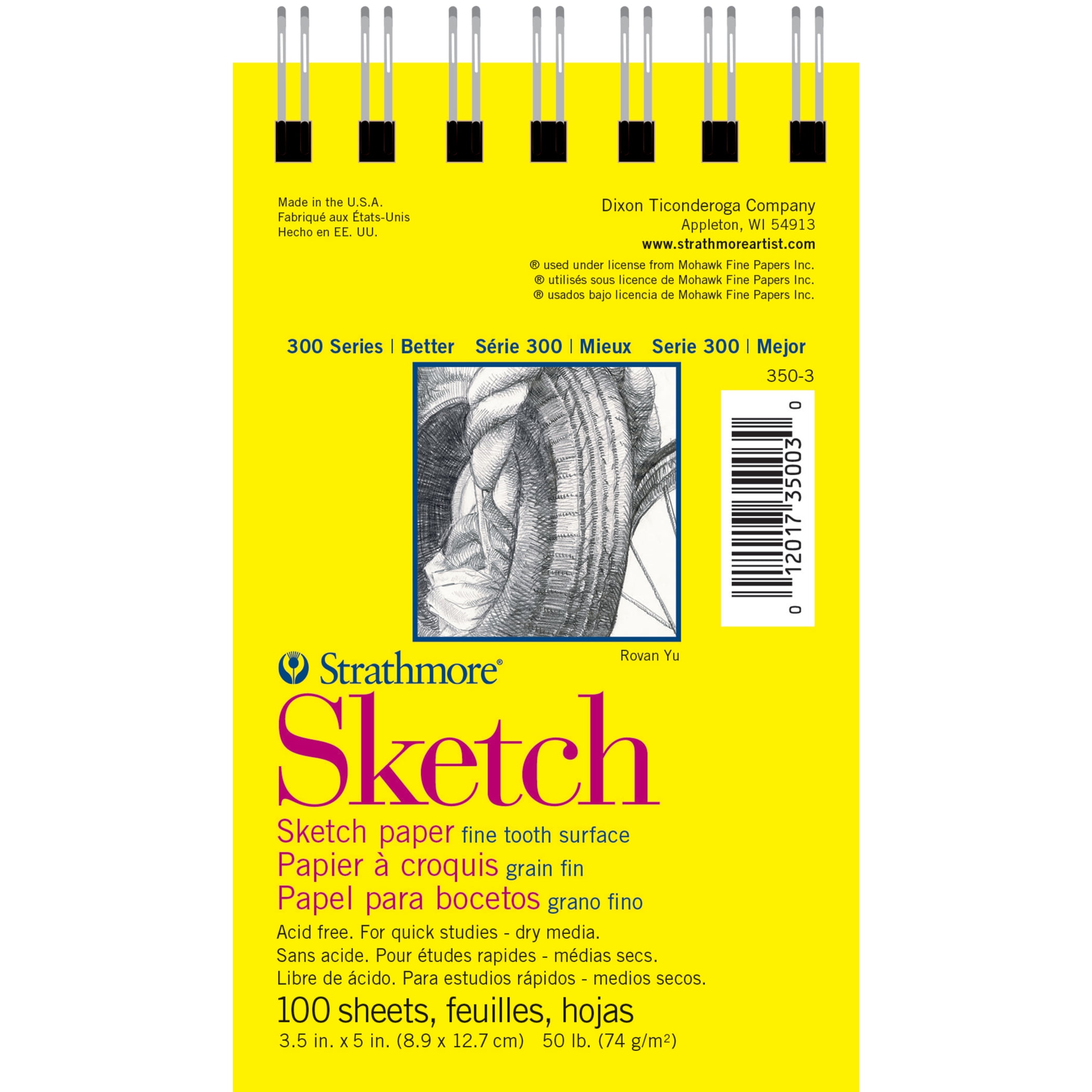 Strathmore 300 Series Sketch Pad, Side Wire Binding, 100 Sheets, 3.5x5 inch, Pack of 6
