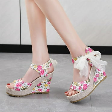 KBODIU Women's Wedge Heels, Women Wide Width Heels Sandals Fish Mouth Wedges Wedge Heel Lace Up High Heels Luxury Sandals Wedding Heels Prom Heels Dress Shoes Red 38