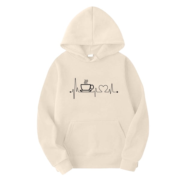Gibobby Sudaderas de mujer, Sudaderas con capucha y sudaderas con capucha para mujer con diseño gráfico para mujer(Beige,CH)