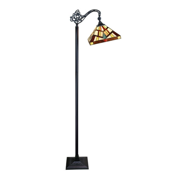 RADIANCE Goods Tiffany-Style Blackish Bronze 1-Light Mission Reading Floor Lamp 11" Shade