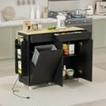 thumbnail image 1 of Rolling Kitchen Island Cart with Trash Can Storage ,Kitchen Island with Drop Leaf & Power Outlet , Kitchen Rolling Island with Spice Rack & Towel Rack, Holder, Knife Mobile Island Table for Kitchen, 1 of 6