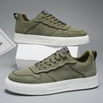 thumbnail image 4 of Men'S Skate Shoes in Olive Green with a Low Top And White Sole  |  All-Day Comfort with a Casual Lace-Up Design And Breathable Fabric Lining., 4 of 9