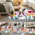 thumbnail image 5 of Round Rugs 4Ft, Spring Easter Round Area Rug Washable Indoor Throw Carpet, Colorful Flowers Tulips Bunny Lattice Soft Non Slip Circle Rug for Kitchen Nursery Room Home Decor Aesthetic, 5 of 8