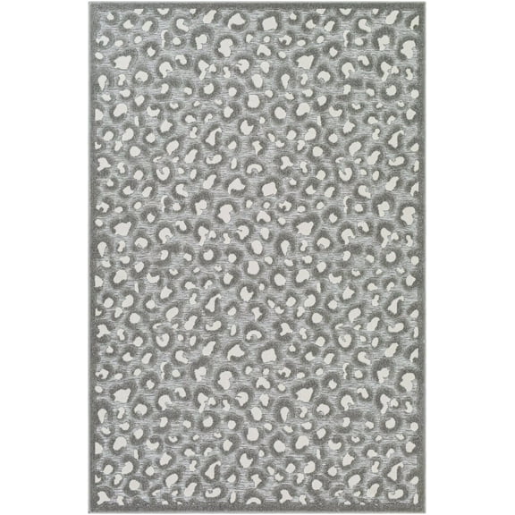 Mark&Day Animal Print Rugs, 5x7 Vossen Modern Indoor Outdoor Cheetah Leopard Medium Gray Area Rug, Non Shedding Grey White Carpet for Patio, Porch, Deck, Living Room, Bedroom or Kitchen (5'3" x 7'3")