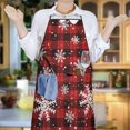 thumbnail image 5 of Red and Black Christmas Snowflake Pattern Apron-Garden Aprons for Women with Pockets-Cotton Linen Waterproof Kitchen Cooking Gardening Aprons Adjustable for Kitchen,Cooking,BBQ and Salon 33"x27", 5 of 7
