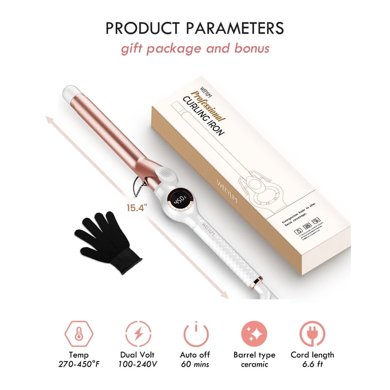 WEEYUM 1 Inch Curling Iron, Long Barrel Curling Wand for  display picture 1