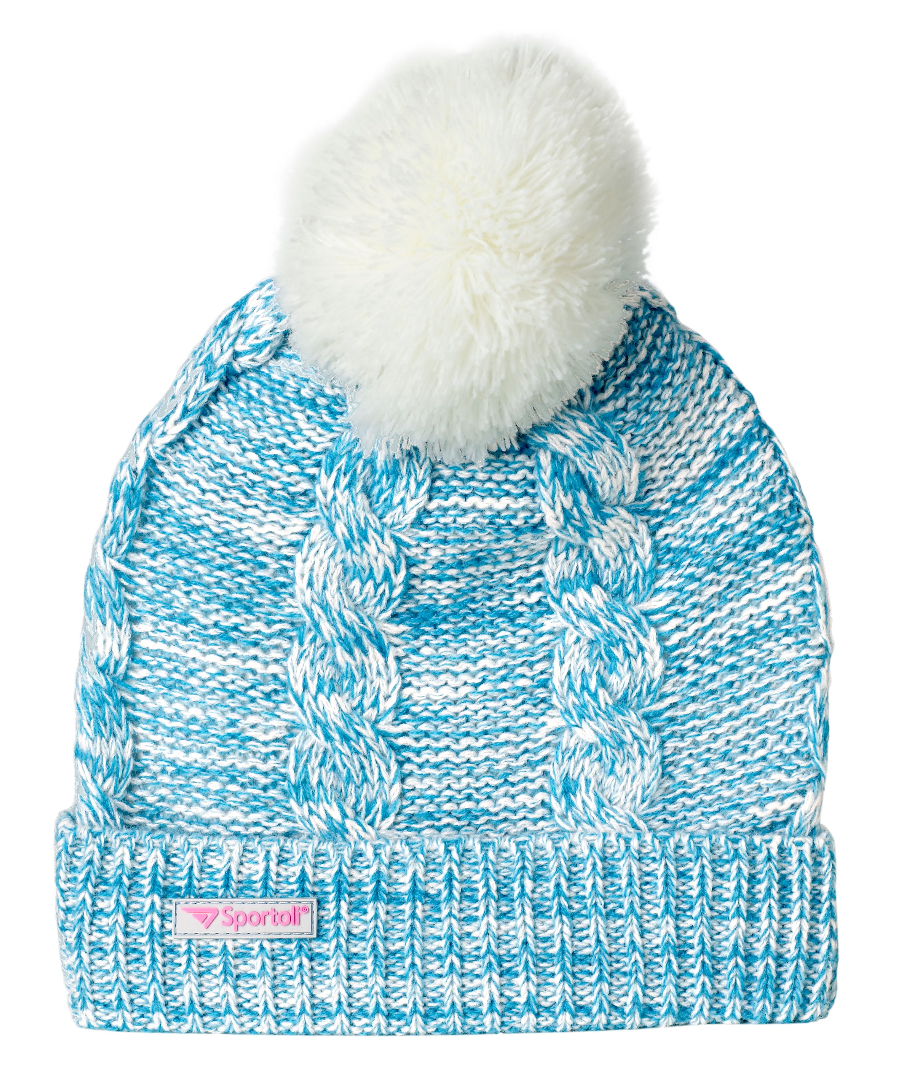 Aquarius Boys Little Blue Jaquard Pom Beanie with Gloves