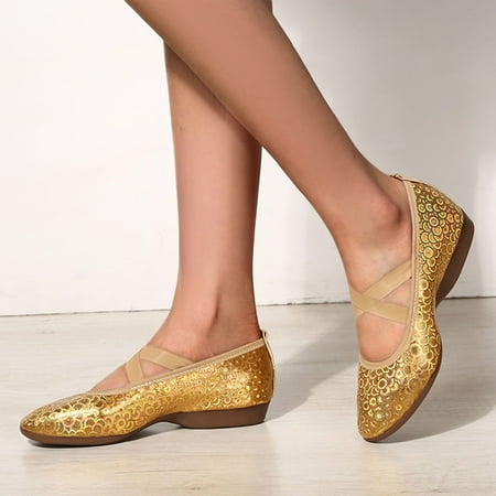 

Alueeu Women s casual shoes Women s Shoes Solid Color Glitter Asakuchi Latin Dance Shoes Soft Sole Dance Shoes