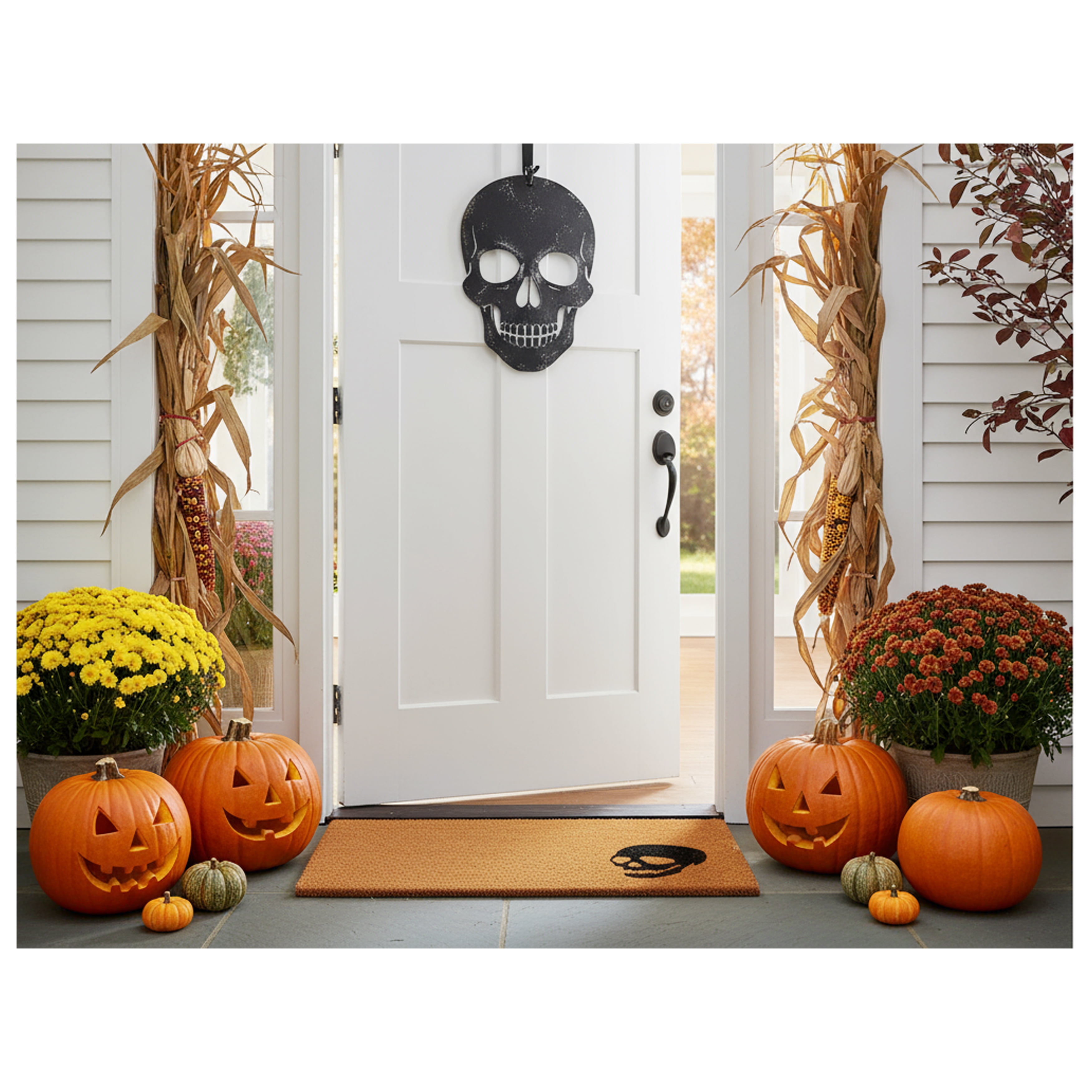 Calloway Mills Black Skull Outdoor Doormat 24" x 36"