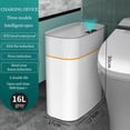 thumbnail image 2 of Papelera sin contacto de gran capacidad para cocina, baño, inodoro, color gris batería gris, 2 of 7