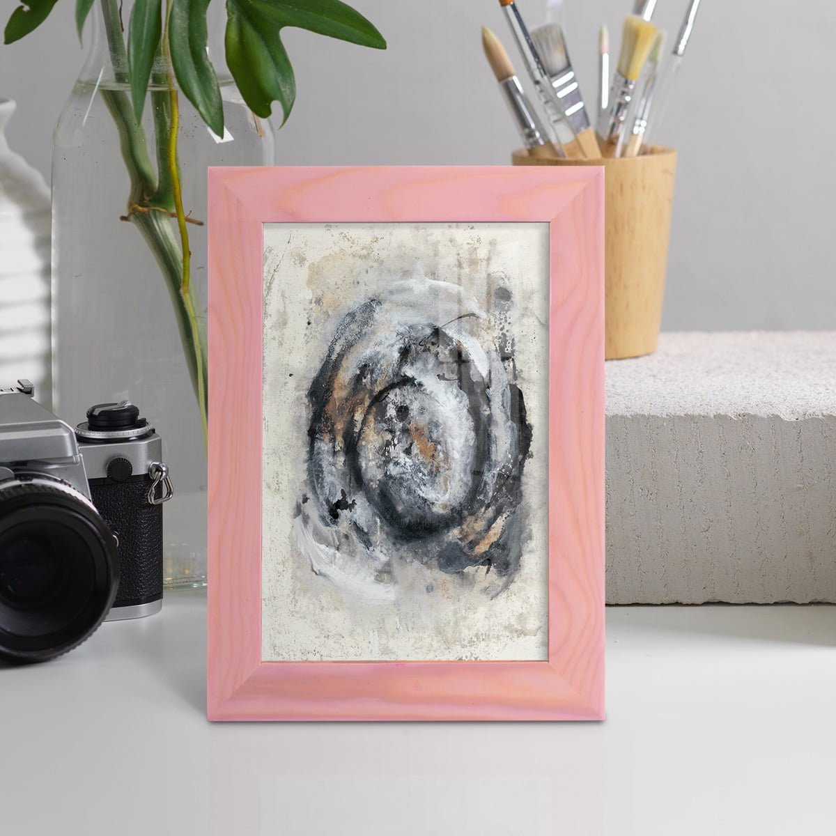 Circular Energy IV -Framed Print w/glass-Sunset Pink