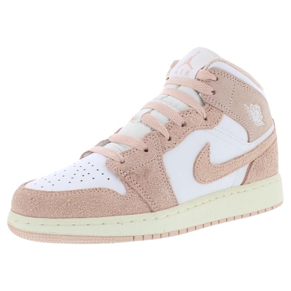 Nike Air Jordan 1 Mid SE GS Girls Shoes Size 6.5, Color: White/Legend Pink/Sail