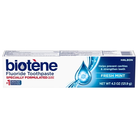 Biotene Original Sugar Free Fluoride Toothpaste for Dry Mouth, Fresh Mint, 4.3 Oz