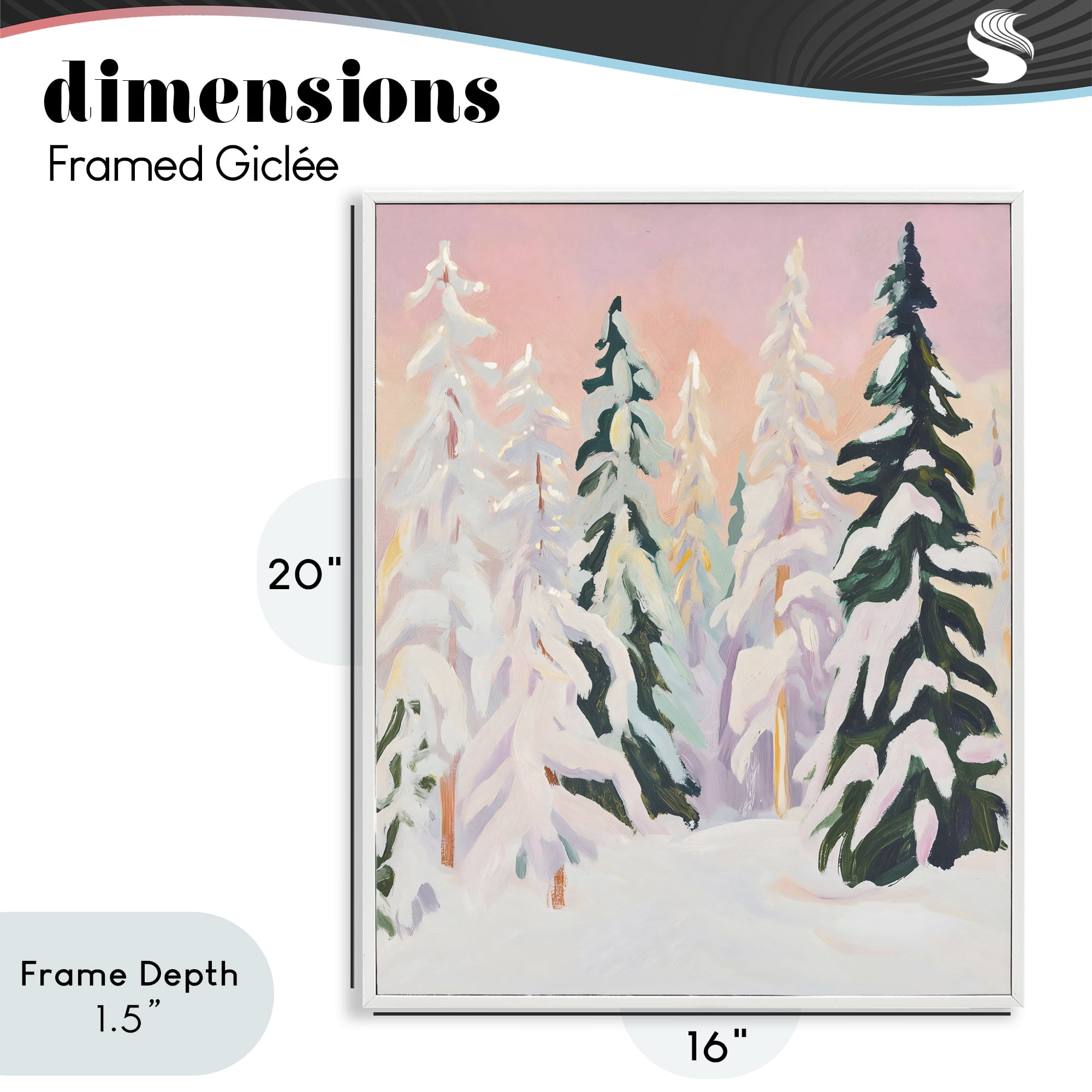Stupell Industries Peachy Pastel Winter Forest White Framed Giclee Art, design by The Prints Vibe