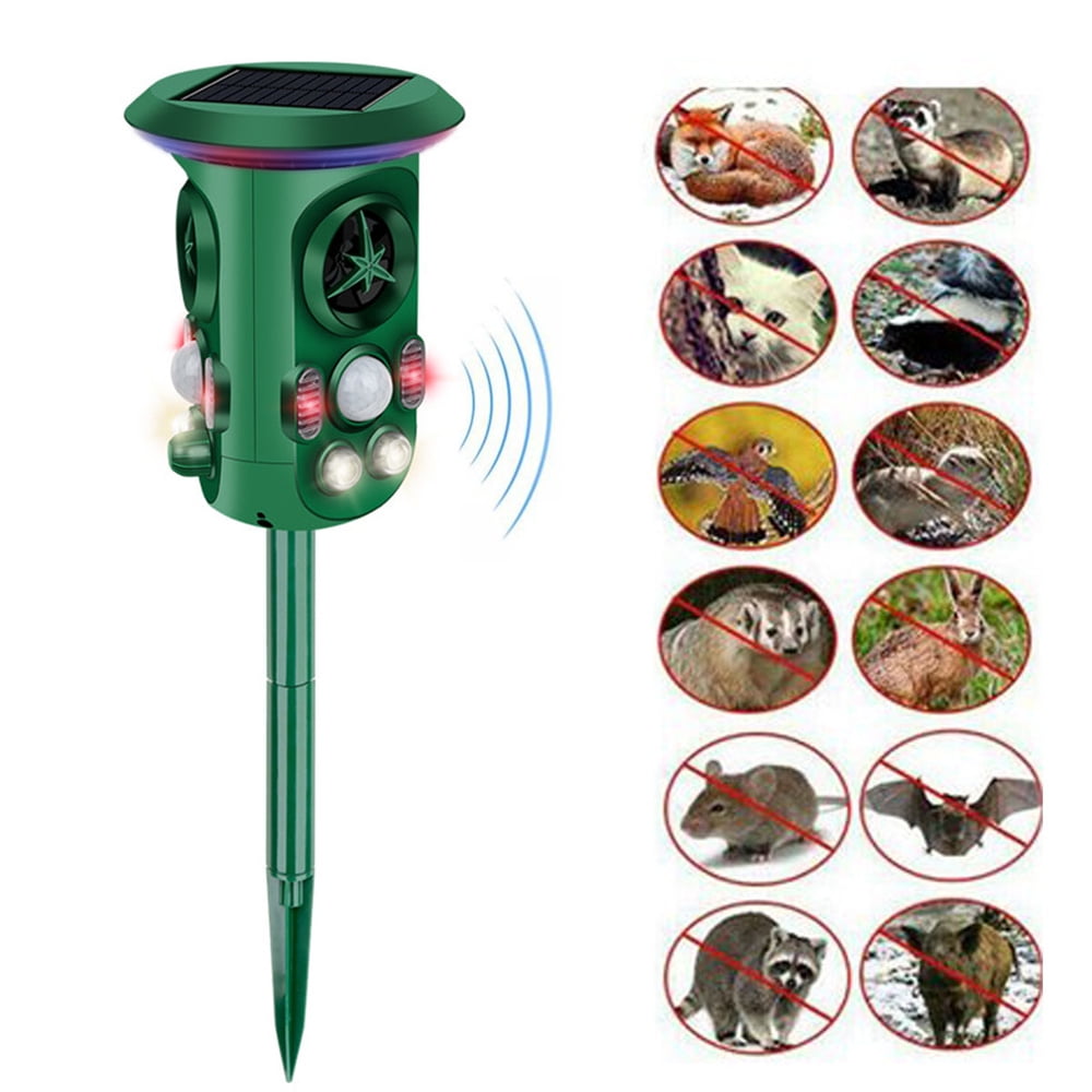 Solar Ultrasonic Animal Repellent Squirrel Repeller, Waterproof Motion
