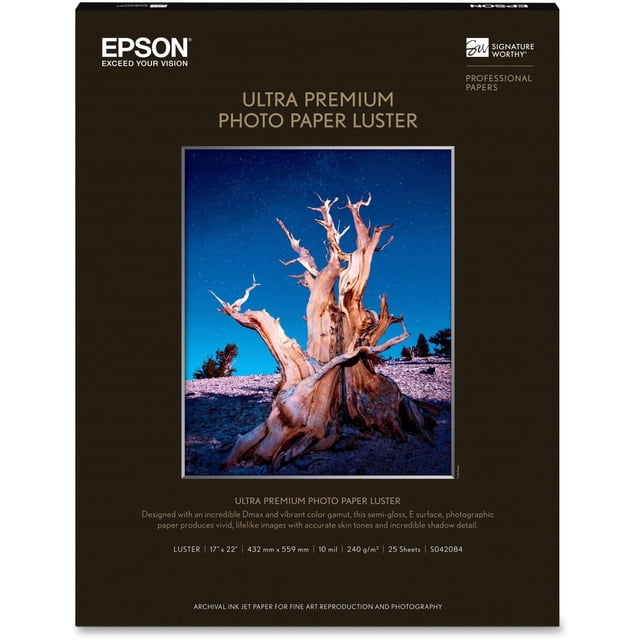 Papel fotográfico Epson Ultra Premium LUSTER 17 x 22 pulgadas, 25 hojas