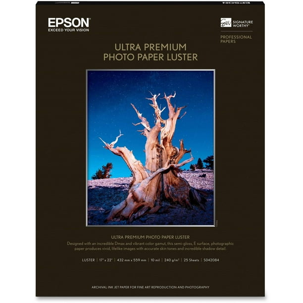 Papel fotográfico Epson Ultra Premium LUSTER 17 x 22 pulgadas, 25 hojas