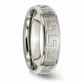 thumbnail image 4 of Solid Titanium Ridged Edge Greek Key Design 6mm / Wedding Brushed Matte Finish Band Ring Size 11, 4 of 7