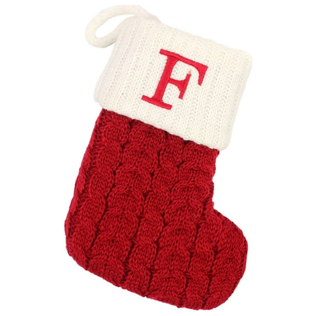 Christmas Stockings Initials Large Embroidered Letter Knit for Holiday Decorations and Xmas Tree Fireplace Family