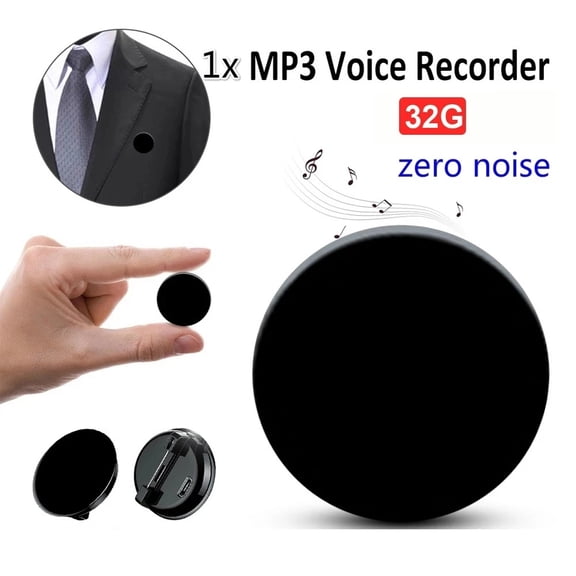 32GB Mini Digital Voice Recorder One-click Recording Micro Brooch Sound Recorder -384Hours 192kbps 120mah Professional Long Distance Voice Recorder MP3 Player