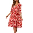thumbnail image 2 of Qiopertar Robe d'Été Décontractée pour Femmes à Manches Courtes Col en V Hauteur Genou Grandes Économies de Vacances! à Moins de 5$ jusqu'à 90 % de Réduction, 2 of 7