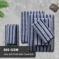 thumbnail image 5 of Jessy Home 8 Pcs Navy Blue Bicolor bar Stripe Large Bath Towels Set 2 Oversized Bathroom Towels, 2 Hand Towels, 4 Washcloths, 5 of 7
