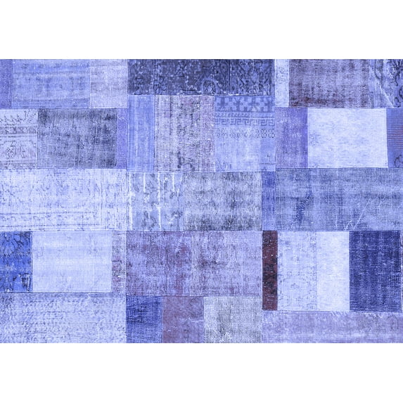 Ahgly Company Indoor Rectangle Patchwork Blue Transitional Area Rugs, 3' x 5'