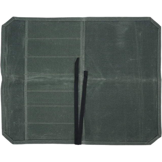 Cuchillo de Chef Bolsa de Rollo, Lienzo Encerado Húmedo Cuchillo Estuche Portátil 7 Ranuras de Viaje Herramienta Bolsa de Rollo para Camping Cocina, Gran Capacidad (GREEN)