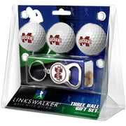 LinksWalker LW-CO3-MSB-3PKB Mississippi State Bulldogs-3 Ball Gift Pack with Key Chain Bottle Opener