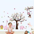 thumbnail image 2 of Animal Tree Wall Stickers Pink Elephant Giraffe Wall Decals Art Decor for Kids Bedroom Nursery DIY, 2 of 4