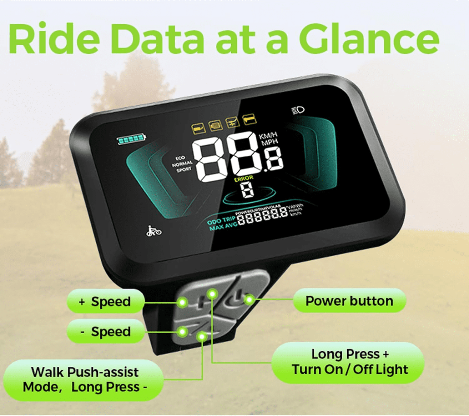 Universal Accessories for Adult Electric Bicycles - LCD Smart Display, Compatible with A02, A03, U03, and U05 Series Electric Bicycles