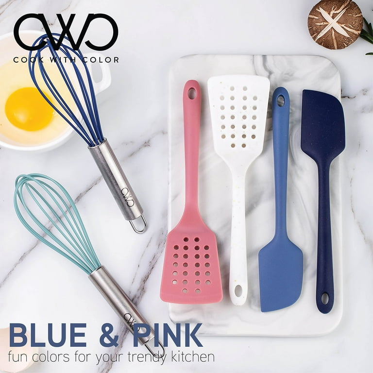 Cook with Color Silicone Cooking Utensils, 5 PC Kitchen Utensil Set, Easy to Clean Silicone Kitchen Utensils, Cooking Utensils F