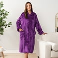 thumbnail image 4 of PAVILIA Womens Housecoat Zip Robe, Fleece Zip Up Front Robe Bathrobe, Plush Warm Zipper House Coat Lounger for Women Ladies Elderly with Satin Trim, Pockets, Long - Purple (Large/X-Large), 4 of 10