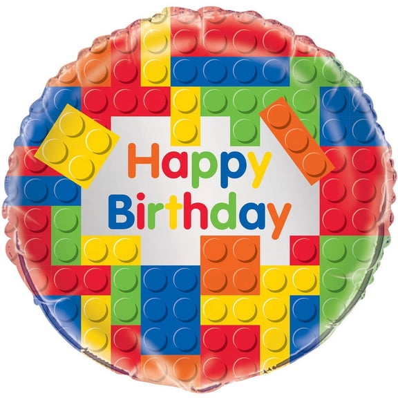Unique Industries Foil Building Blocks 18" Multi-color Balloon