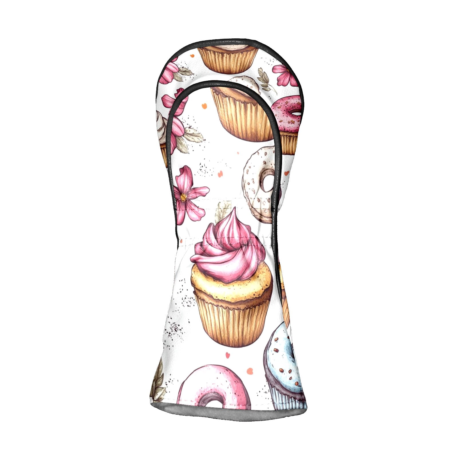 Golf Head Covers Cake Pattern for Driver, Wood & Hybrid, Premium Waterproof PU Leather with Plush Lining, Fun Food Golf Gifts