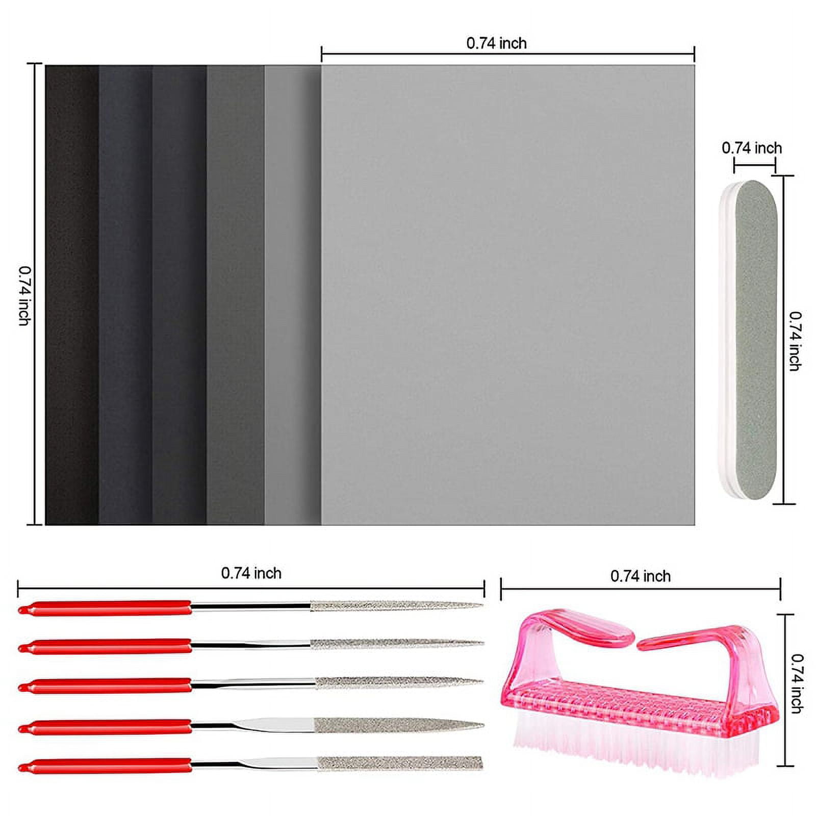 15 Pieces Resin Casting Tools Set - Include Sand Papers, Polishing Blocks,  Polishing Cloth, Round File, Semicircular File, Flat File and Scissors for