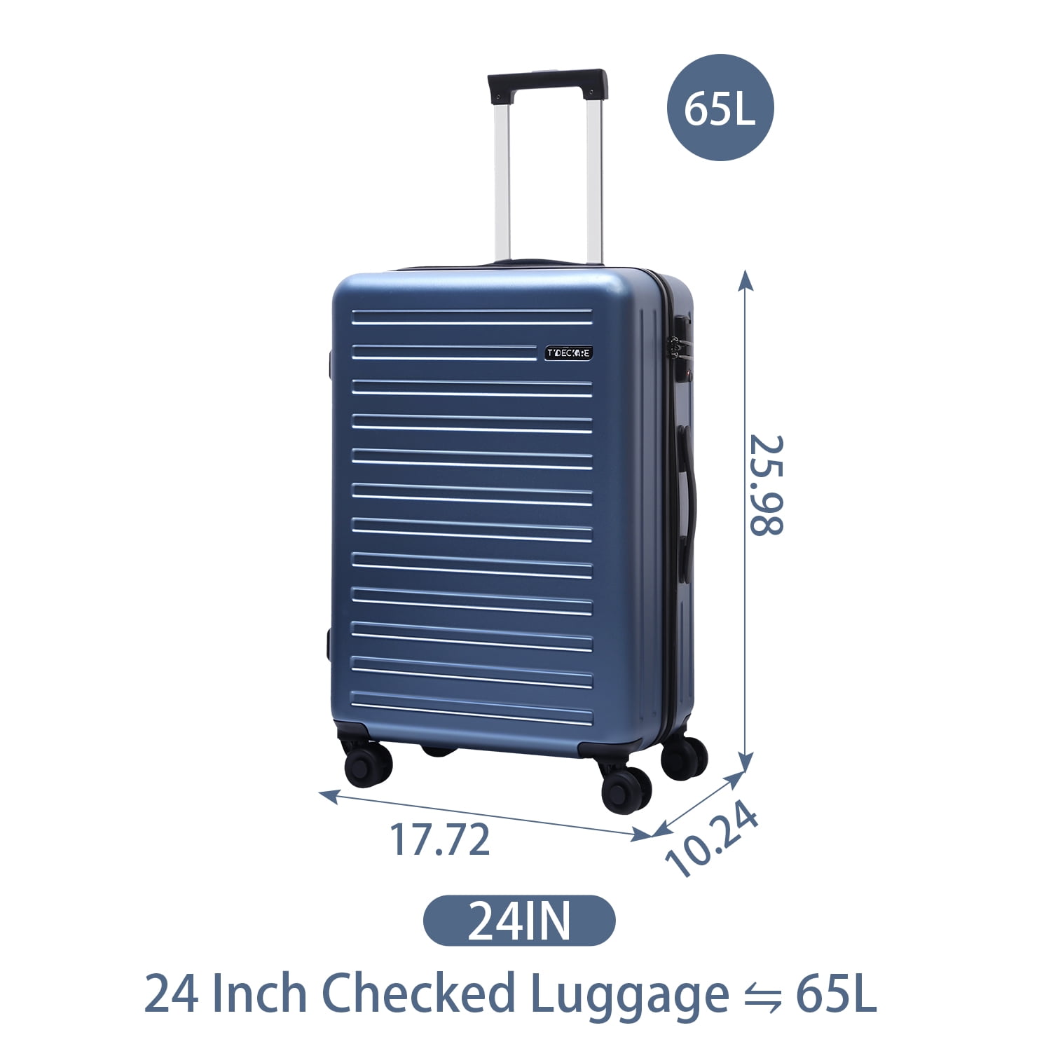 TydeCkare 24 Inch Checked Luggage, ABS+PC Lightweight&nbsp