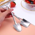 thumbnail image 2 of Stainless Steel Spade Spoon Set Creative Shovel Shape Watermelon Spoon Retro Square Ice Cream Spoon for Cake Cocktail Dessert 6 Pack, 2 of 5