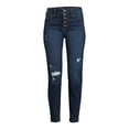 thumbnail image 4 of No Boundaries Juniors Button Fly Destructed Skinny Jeans, 4 of 5