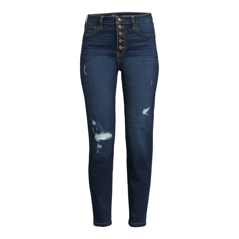 No Boundaries Juniors Button Fly Destructed Skinny Jeans 