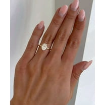 Jewelerix Oval Cut Ring 18K Plated Gold Hidden Halo Moissanite Diamond Engagement Ring 1.50 CT Comfort Fit Mother's Day Gift