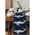thumbnail image 4 of Blue Whale Table Runner 60 Inches, Coastal Ocean Vintage Wooden Grain Bed Runner Dresser Scarves Tabletop for Indoor Outdoor Parties/Ceremony/Banquet, 13" x 60", 4 of 8