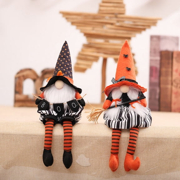 2Pcs Halloween Gnomes Plush Decorations - Handmade Swedish Tomte Decor - Halloween Home Table Elf Gnomes Ornaments