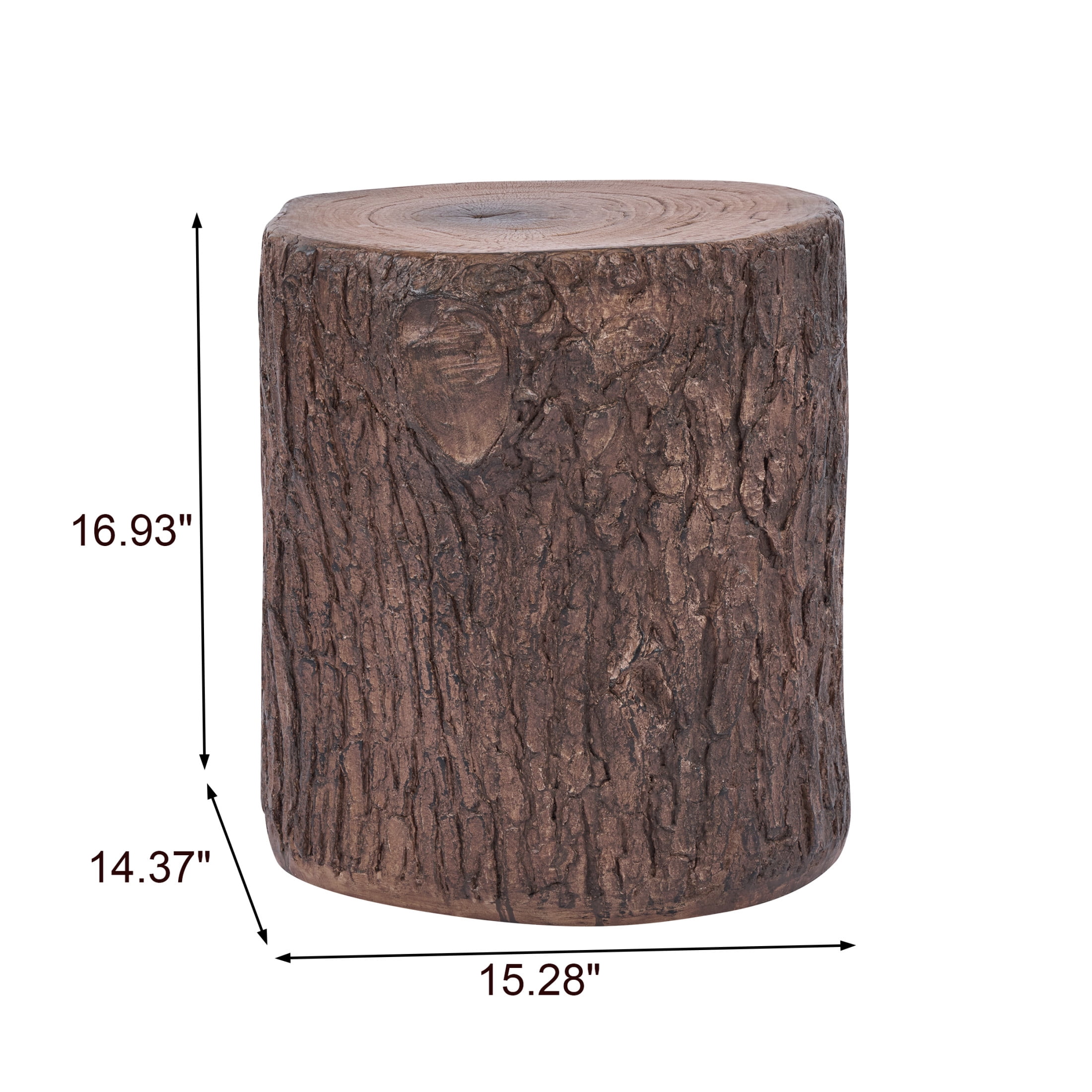 Christopher Knight Home 15.3” Tree Stump Side Table, MGO Accent Table with Realistic Wood Texture, Brown