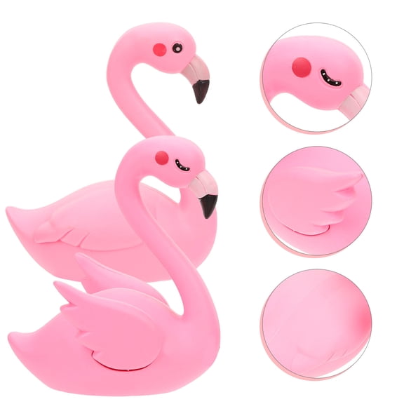 ETHZZLE 2Pcs Spread Wings Plastic Flamingo Figures for Tabletop and Room Decor 4.1x3.5x1.6in