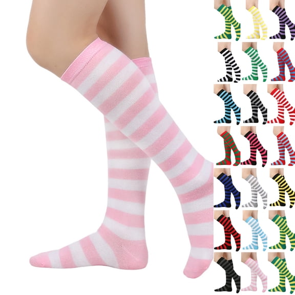 Knee High Socks for Women Knee Tube Socks Womens Athletic Socks Cotton Tall Long Socks Knee High Stockings ,One Size,Pink