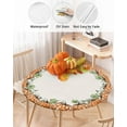 thumbnail image 3 of Fall Thanksgiving Pumpkin Kitchen Cover, Orange Buffalo Plaid Fitted Tablecloth for Round Tables, Waterproof with Elastic Edge, Autumn Maple Leaves White Circle Table Covers 55-60in, 3 of 6